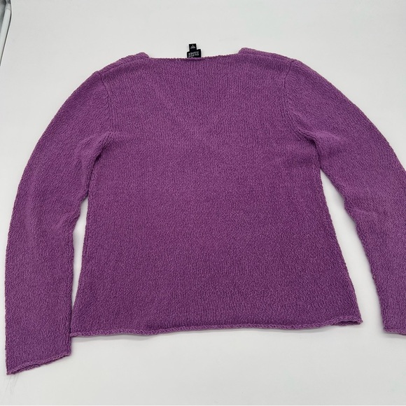 Eileen Fisher Purple Textured V-Neck Cotton Blend Sweater – Size L – Soft Knit - Picture 2 of 12